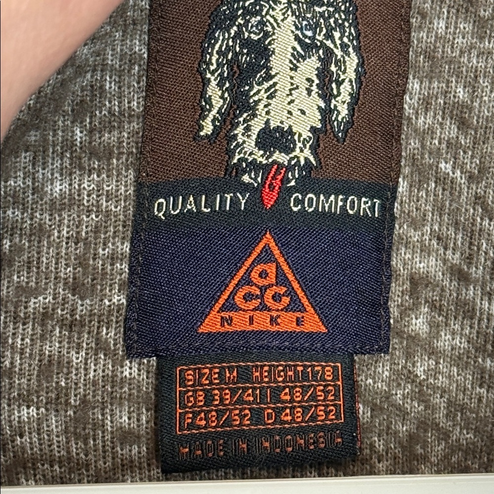 Vintage Nike ACG Men's 90's Brown Sherpa 1/4 Zip Pullover Medium - Picture 3 of 8